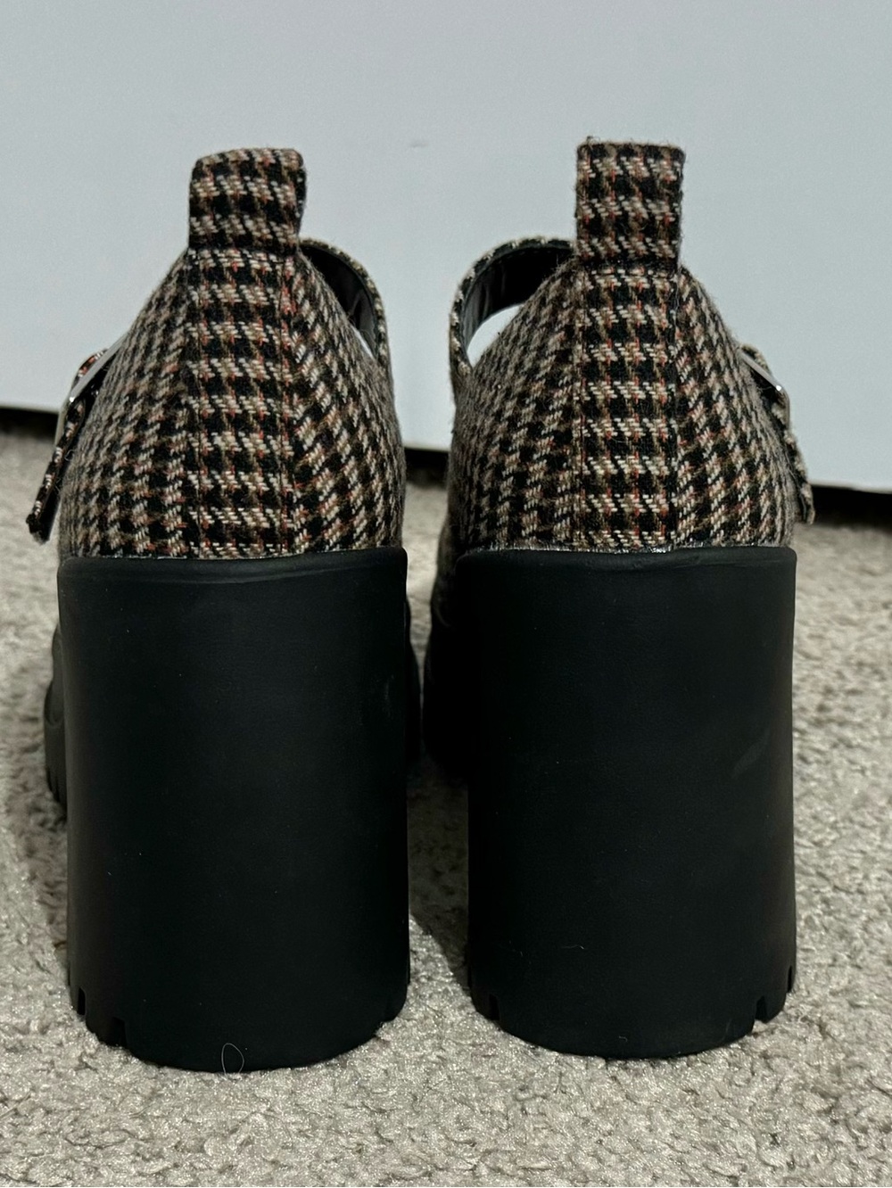 Cool Steve Madden size 6.5 brown plaid platform Mary Jane shoes Orsen new - Picture 4 of 6